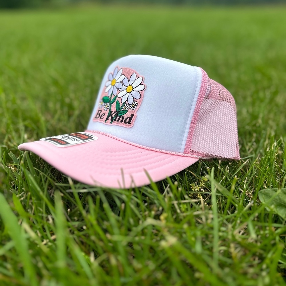 NEW “be Kind” SnapBack / trucker hat - pink and white - Picture 3 of 4
